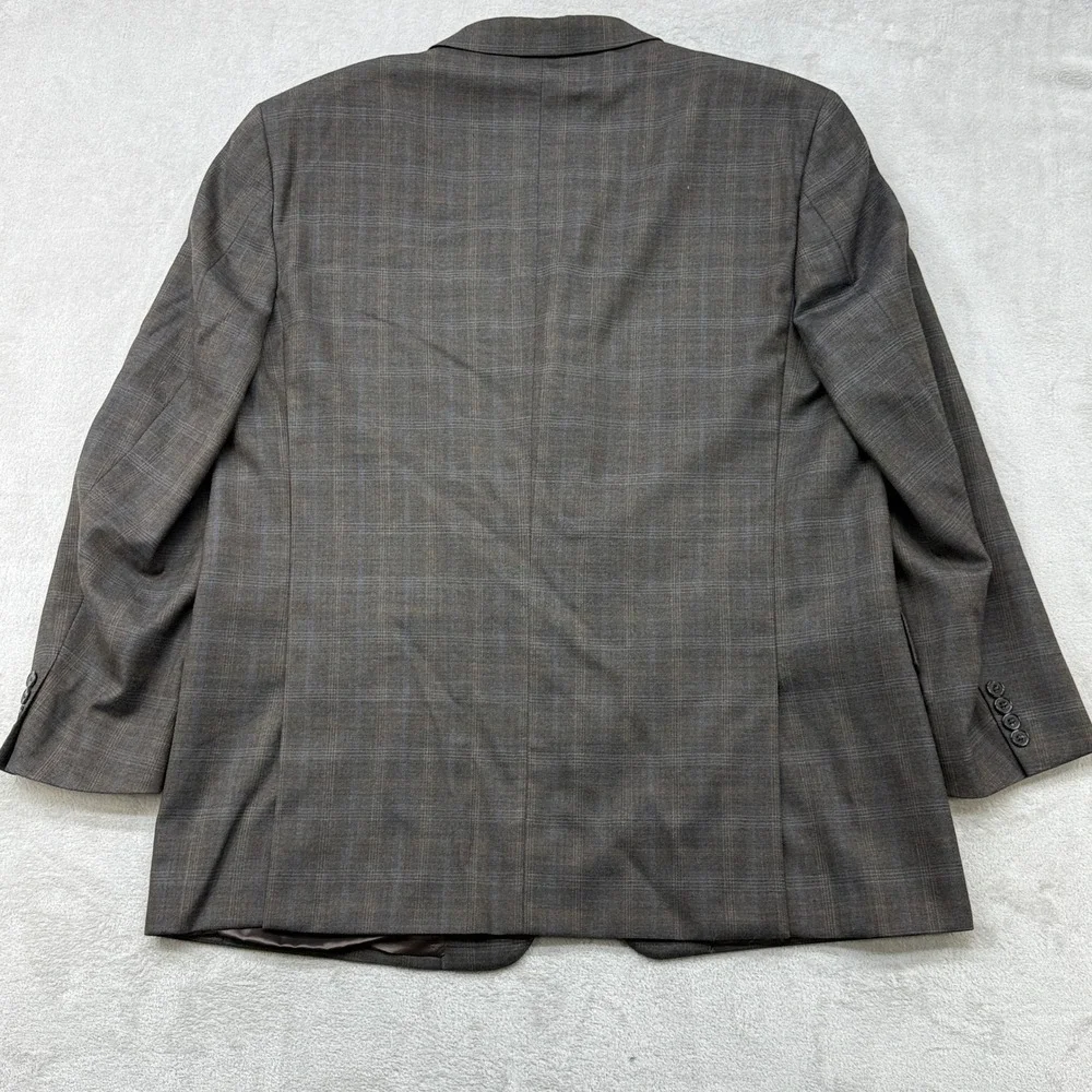 Joseph Abboud Sport Coat Mens 48L Brown Plaid 100% Wool 3 Button Blazer 1417/1